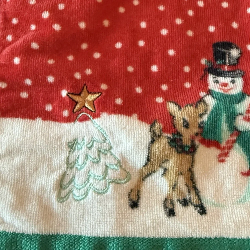 Vintage Christmas Kitchen Lot of 3 | Teddy Bear Oven Mitt Santa Pot Holder Towel